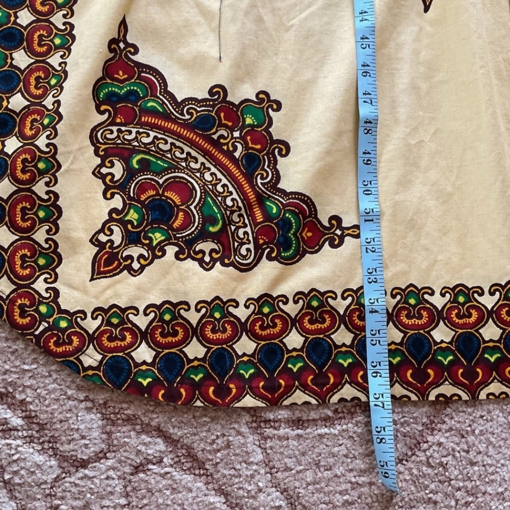 VTG Dashiki African Print Adjustable Waist Gold Maroon Kaftan Kimono Dress O/S - Picture 10 of 11
